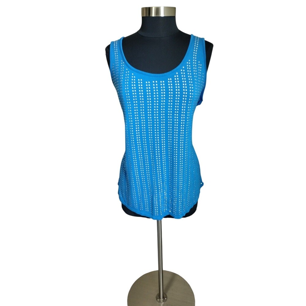 Ashley Stewart Embellished Studded Vibrant Blue Scoop-Neck Tank Top Plus 18/20
